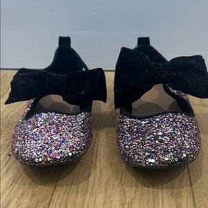 Old Navy Multicolor Glitter Kids Dress Shoes with Black Velvet Bow